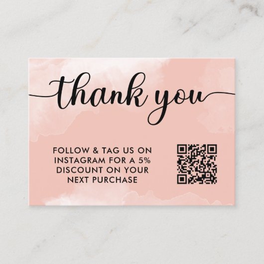 Blush zwarte QR-code Hartelijk dank Je aankoop Inv Klantenkaartje (Voorkant)