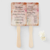 Blushed Floral Vintage Trouwprogramma Handwaaier (Voorkant en achterkant)