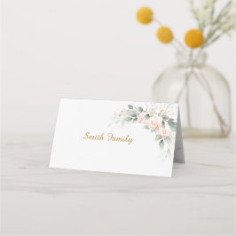 BlushFloralHuwelijksplek Houder Familie Plaatskaartje