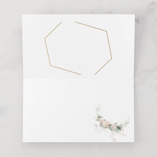 BlushFloralHuwelijksplek Houder Familie Plaatskaartje (Binnenkant ongevouwen)