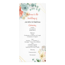 Blushing Abriot Floral Wedding Programme