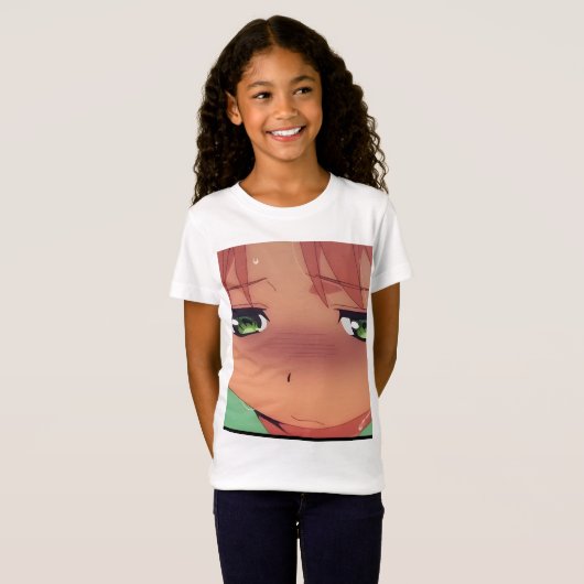 Blushing Anime Close-up Expression T-shirt (Voorkant volledig)
