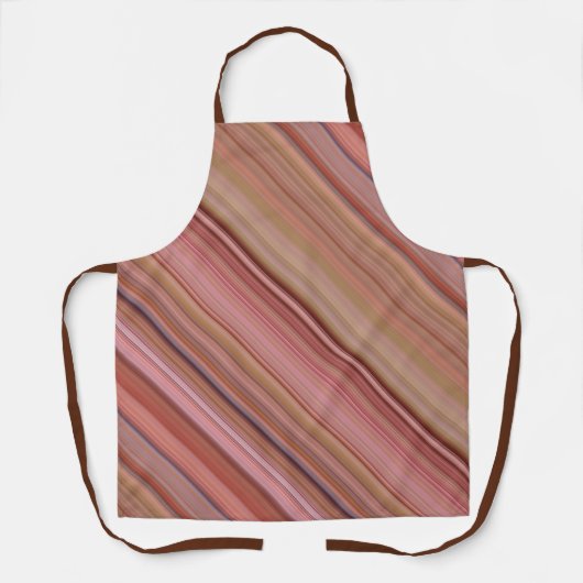 Blushing bladeren roze, bruin en perzik streep schort (Voorkant)