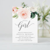 Blushing Blooms Baby shower Invitation Kaart (Staand voorkant)