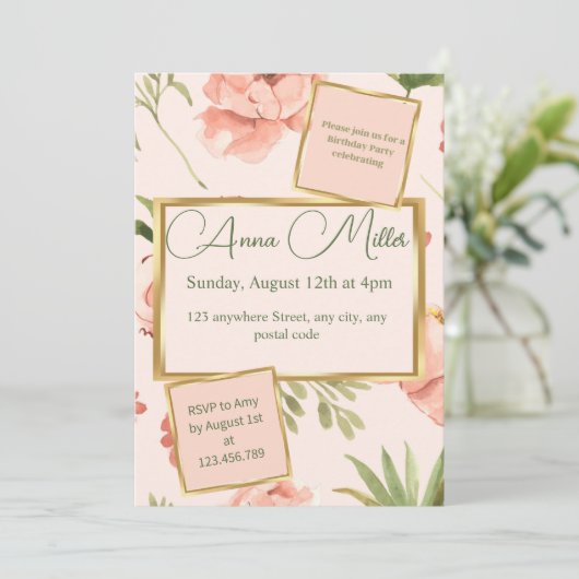 Blushing Blooms Birthday Bash Kaart (Staand voorkant)