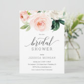 Blushing Blooms Bridal Shower Invitation Card Kaart (Staand voorkant)