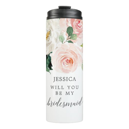 Blushing Blooms Bridesmaid Voorstel Thermosbeker (Voorkant)