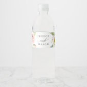 Blushing Blooms Bruiloft Water Fles Label Waterfles Etiket (Voorkant)
