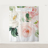 Blushing Blooms Large Weduwen Backdrop Foto Booth Wandkleed (Voorkant)