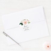 Blushing blooms liefde is lief Baby shower gunst Ronde Sticker (Envelop)