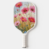 Blushing Blooms | Pink Flower Meadow Floral Pickleball Paddle (Achterkant)