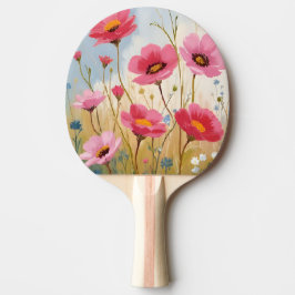 Blushing Blooms | Pink Flower Meadow Floral Tafeltennisbatje