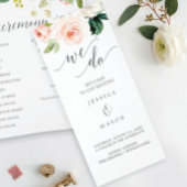 Blushing Blooms Tri-Fold Wedding Programme Flyer