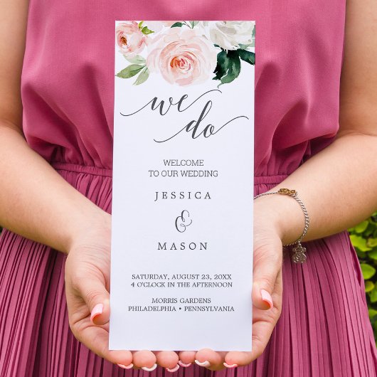 Blushing Blooms Trifold Weduwprogramma Foto Flyer