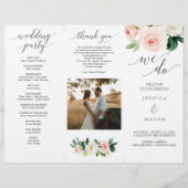 Blushing Blooms Trifold Weduwprogramma Foto Flyer (Voorkant)