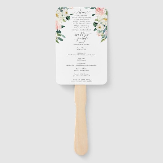 Blushing Blooms Trouwprogramma Fan Timeline Handwaaier (Achterkant)