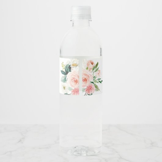 Blushing Blooms Vrijgezellenfeest Water Fles Label Waterfles Etiket (Achterkant)