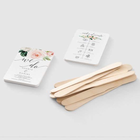 Blushing Blooms Weddenprogramma en tijdlijn Handwaaier (Niet-gemonteerd)