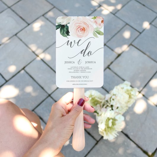 Blushing Blooms Weddenprogramma Fan Handwaaier