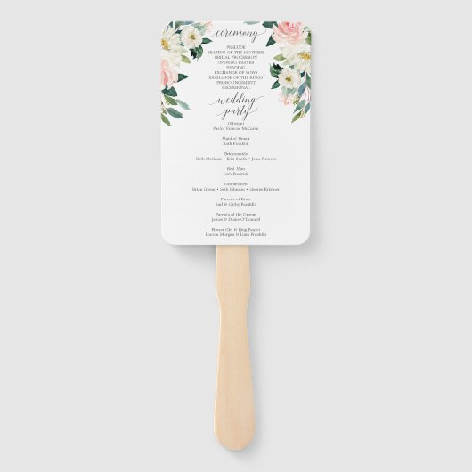 Blushing Blooms Weddenprogramma Fan Handwaaier (Achterkant)
