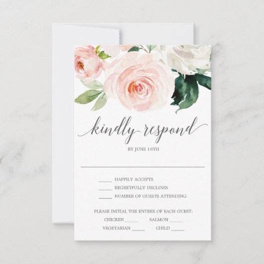 Blushing Blooms Weddenschap RSVP-kaart Kaart (Voorkant)