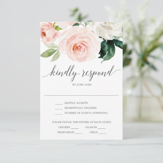Blushing Blooms Weddenschap RSVP-kaart Kaart (Staand voorkant)