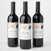 Blushing Blooms Weddenschap Wine Labels Wijn Etiket (Flessen)