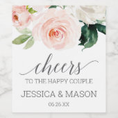 Blushing Blooms Weddenschap Wine Labels Wijn Etiket (Enkel label)