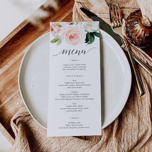 Blushing Blooms Wedding Menu - Weddenschappen