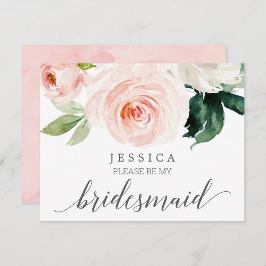 Blushing Blooms worden mijn Bridesmaïde Kaart (Voorkant / Achterkant)