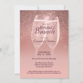 Blushing Bridal Brunch Sparkle Invitation Kaart (Voorkant)