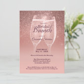 Blushing Bridal Brunch Sparkle Invitation Kaart (Staand voorkant)