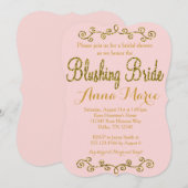 Blushing Bride Blush Pink Bridal Shower-uitnodigin Kaart (Voorkant / Achterkant)