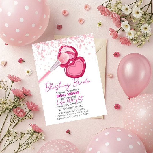 Blushing Bride Bridal Shower Invitation  Kaart