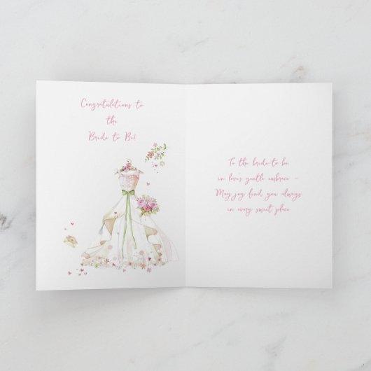 Blushing Bride in Bloom Bride To Be Kaart (Binnen)