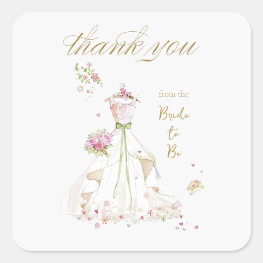 Blushing Bride in Bloom Bride To Be Vierkante Sticker (Voorkant)