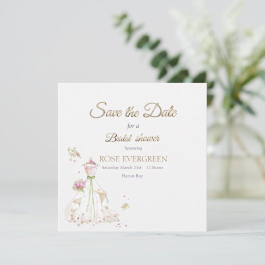 Blushing Bride in Bloom Save The Date (Staand voorkant)
