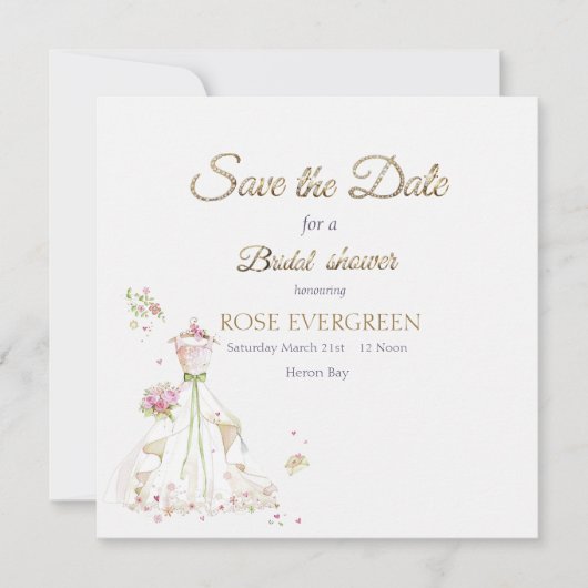 Blushing Bride in Bloom Save The Date (Voorkant)