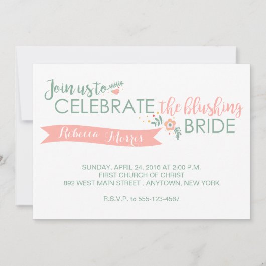 Blushing Bride Shower-uitnodiging Kaart (Voorkant)