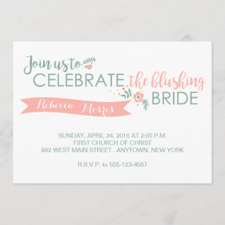 Blushing Bride Shower-uitnodiging Kaart