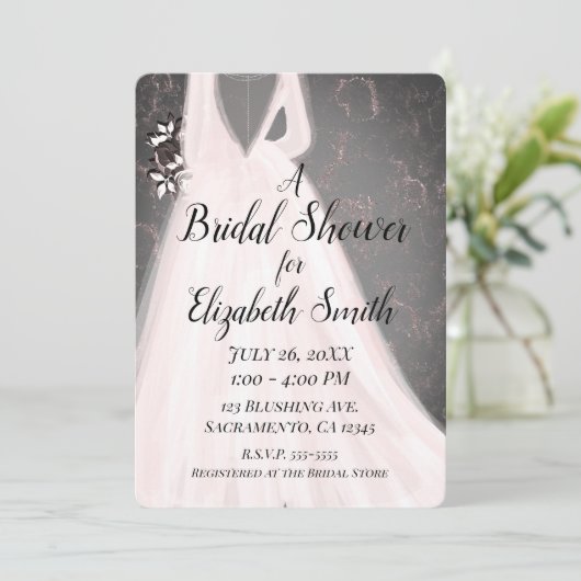 Blushing bruid roze grijs modern glam Vrijgezellen Kaart (Staand voorkant)