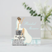 Blushing Brunette Damask Cake Vrijgezellenfeest In Kaart (Staand voorkant)