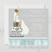 Blushing Brunette Damask Cake Vrijgezellenfeest In Kaart (Achterkant)