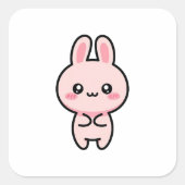 Blushing Bunny – Cute Kawaii Illustration Vierkante Sticker (Voorkant)