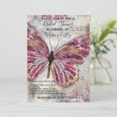 Blushing Butterfly Bridal Shower Invitation Kaart (Staand voorkant)