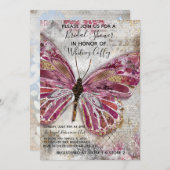 Blushing Butterfly Bridal Shower Invitation Kaart (Voorkant / Achterkant)