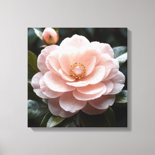 Blushing Camellia Adornment Canvas Afdruk (Voorkant)