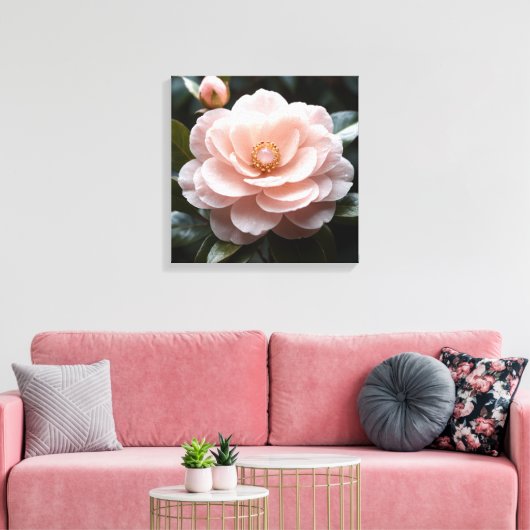 Blushing Camellia Adornment Canvas Afdruk (Insitu (Woonkamer))