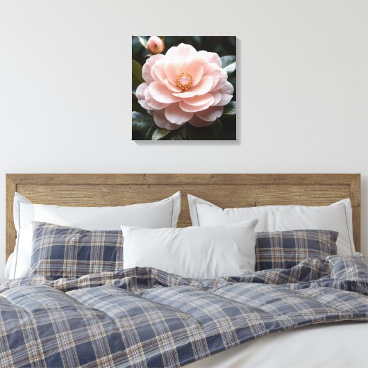 Blushing Camellia Adornment Canvas Afdruk (Insitu (Slaapkamer))