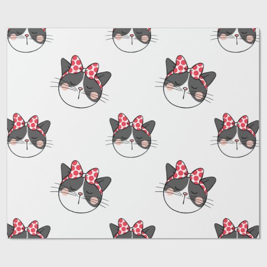 Blushing Cat Bow Cadeaupapier (Vlak)